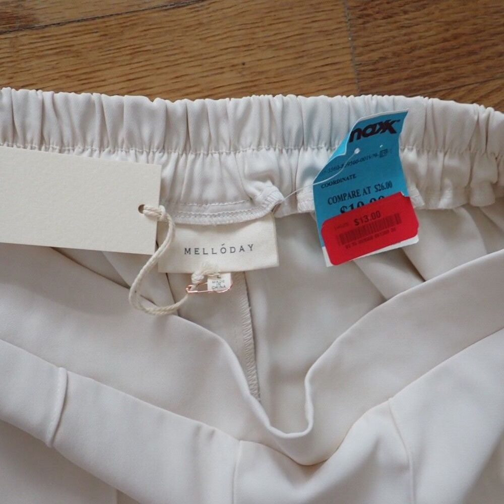 Melloday Women's Size Large White Ivory Wide Leg High Rise Crop Pants NWT "READ" - Picture 4 of 10